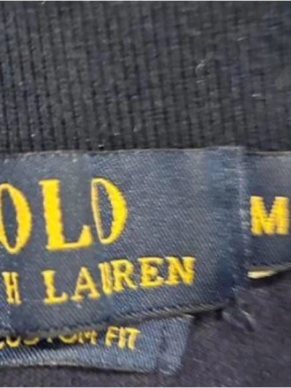 Ralph Lauren Navy Polo Shirt with White Logos and Gold Crest